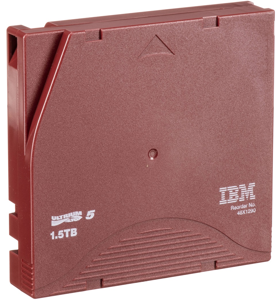 Cartucho LTO 5 Ultrium / IBM 46X1290 | 2204 - Data Tape Cartridge, Capacidad 1.5TB (3.0TB Comprimido), Tecnología LTO 5 Ultrium, Compresión 2.0: 1, Formato de medios reescribible, Transferencia 170 MB/s, 846 mts. LTO5 LTO 5