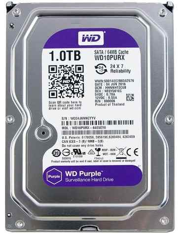 Disco Duro  1TB Videovigilancia / WD Purple WD10PURZ | 2305 - Disco Western Digital para Videovigilancia, Capacidad de almacenamiento de 1TB, Factor de forma de 3.5'', Interface SATA III 6 Gb/s, Memoria Caché de 64MB, Velocidad de Rotación 5400 rpm